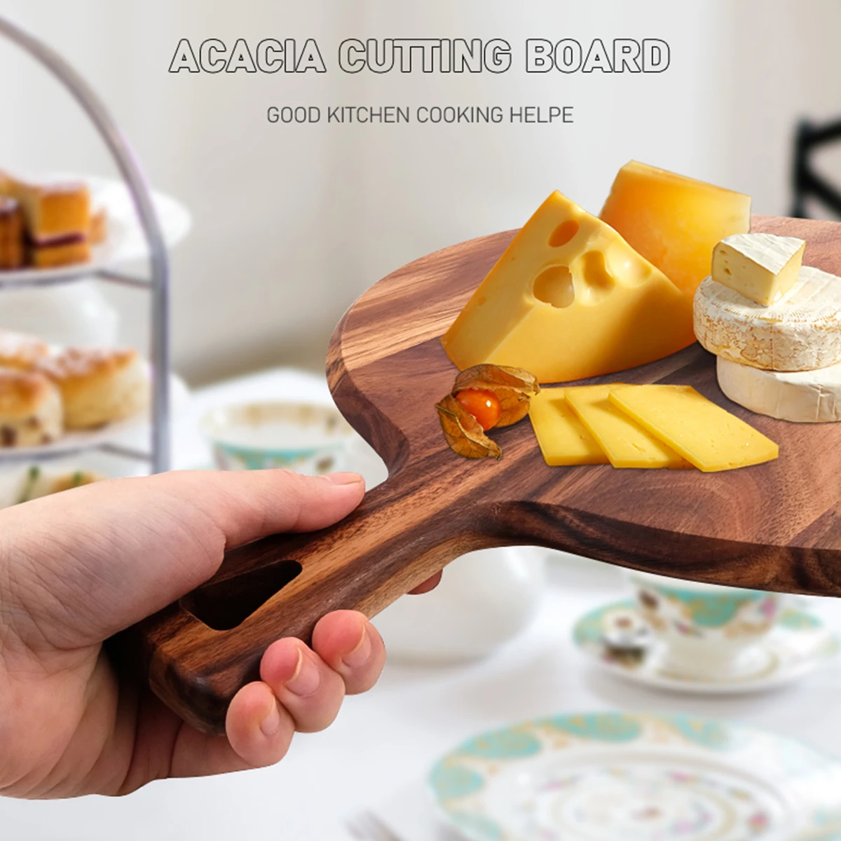 Wholesale Best Seller Large Round Acacia Wood Pizza Serving Cutting Board With Free Sample