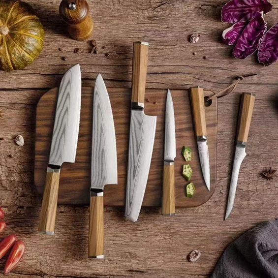 Kitchen Gadgets 2023 Knife Cooking VG10 Steel Wood Handle Damascus Knife