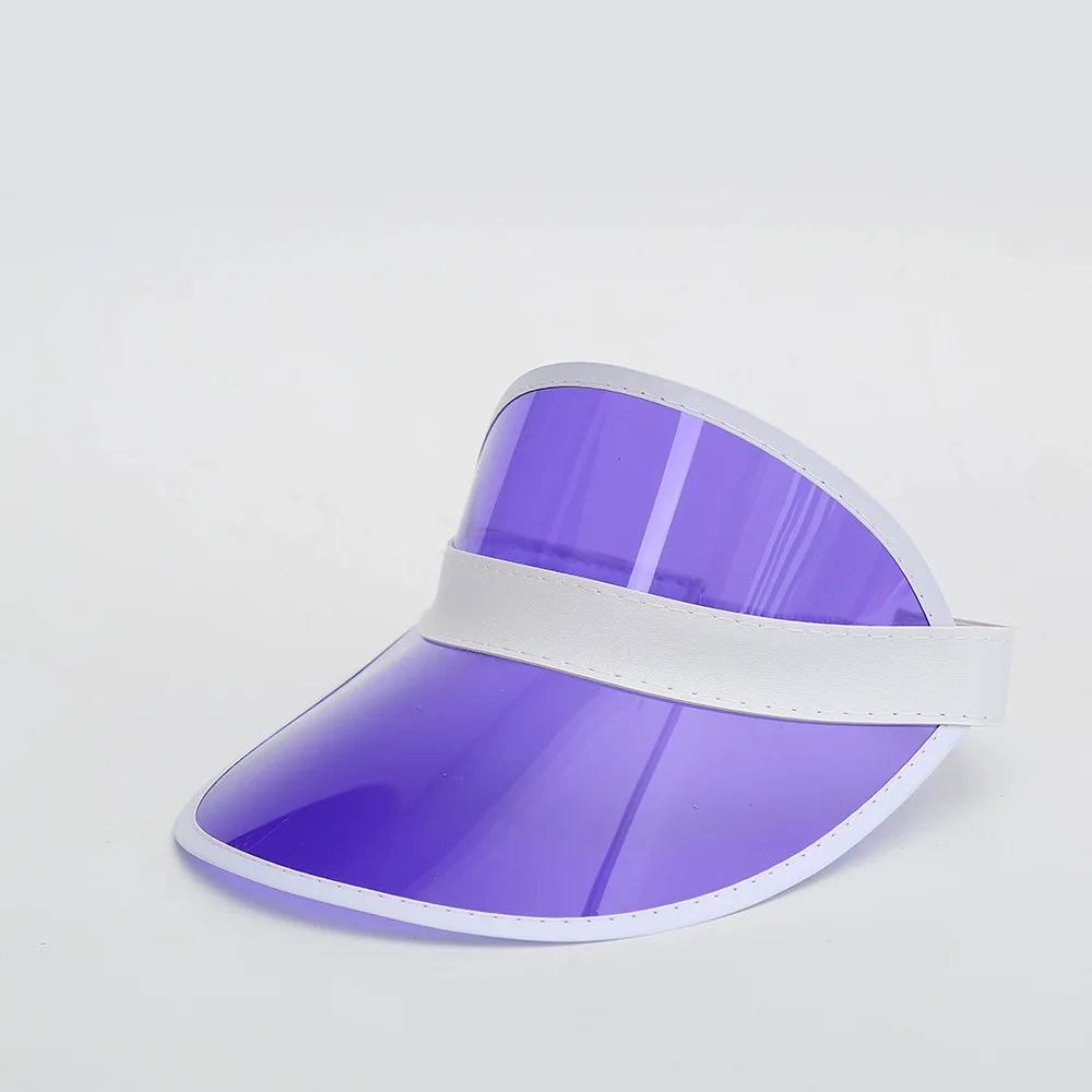High quality logo custom iridescent magic color PVC sun hat Plastic Sun Visor Cap Wholesale