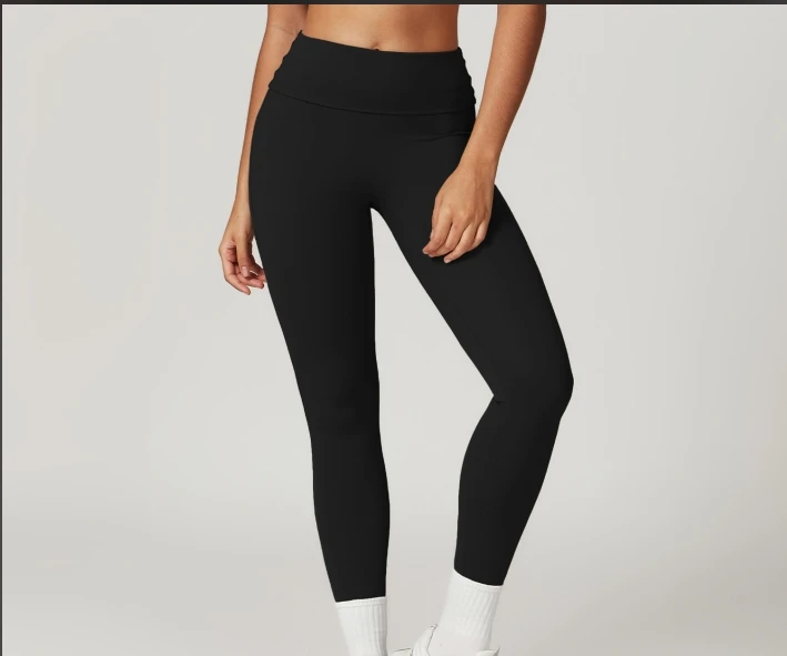 Topko Ladies Tight quick drying yoga pants  folded high waist  hip lifting fitness pants  casual sports pants external wear