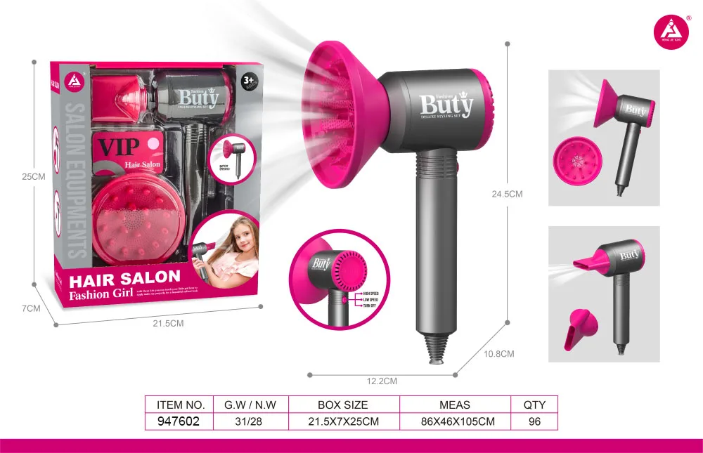 Fashion Pretend Makeup Set Girls Beauty Salon Toy Kit Pretend Hair Styling Set for Girls with Blow Dryer Barber Accessories