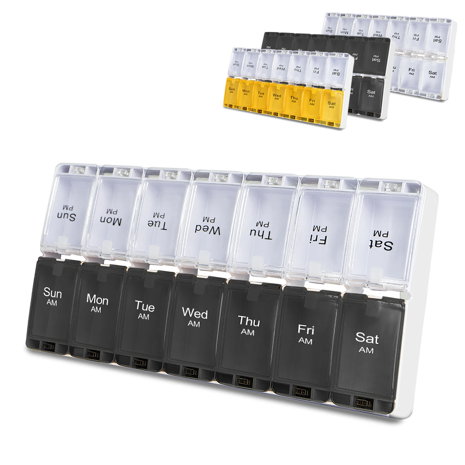 Rainbow Weekly 14 Grid Pill Box Organizer 7 Day Twice a Day for AM PM Pill Case Custom Logo OEM Factory