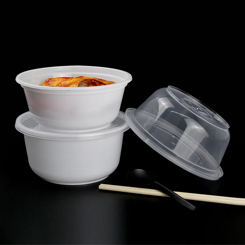 Black / White / Clear 37 oz Disposable Plastic Food / Salad / Noodle Meal Prep Bowls  With Lid Wholesale Supplier
