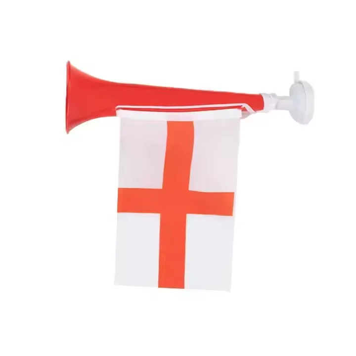 Custom Creative Design Noise Makers Plastic Toy Trumpet Sporting Games Football Horn Blow Whistles With National Flag