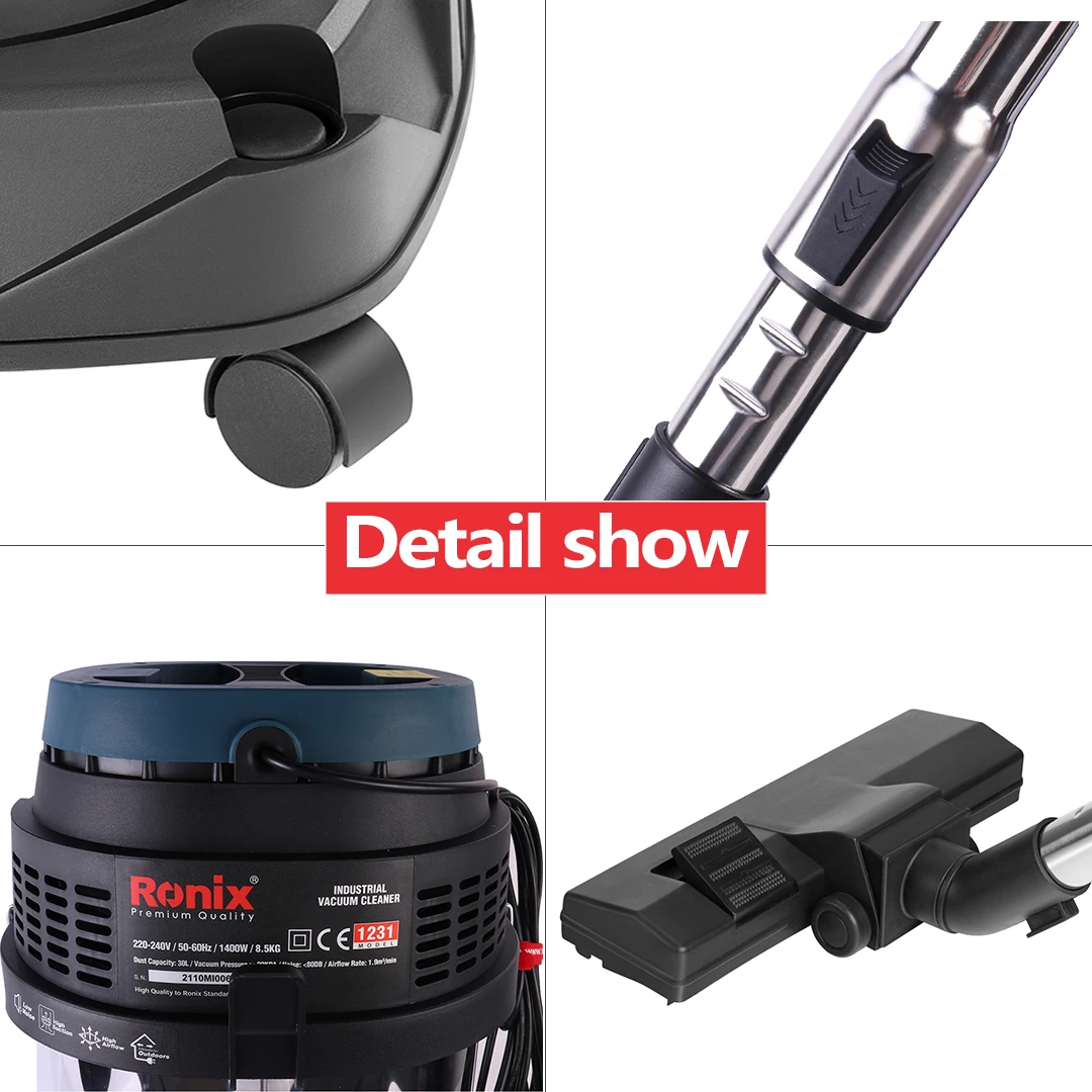 Ronix Vacuum cleaner 1231 1400w 30L Cleaning Vacuum Cleaner Handheld Portable Industrial Vacuum Cleaner