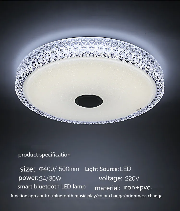 Blueteeth-Lautsprecher drahtlose RGB With remote led ceiling lamp bedroom bathroom hotel Decor led light fixtures