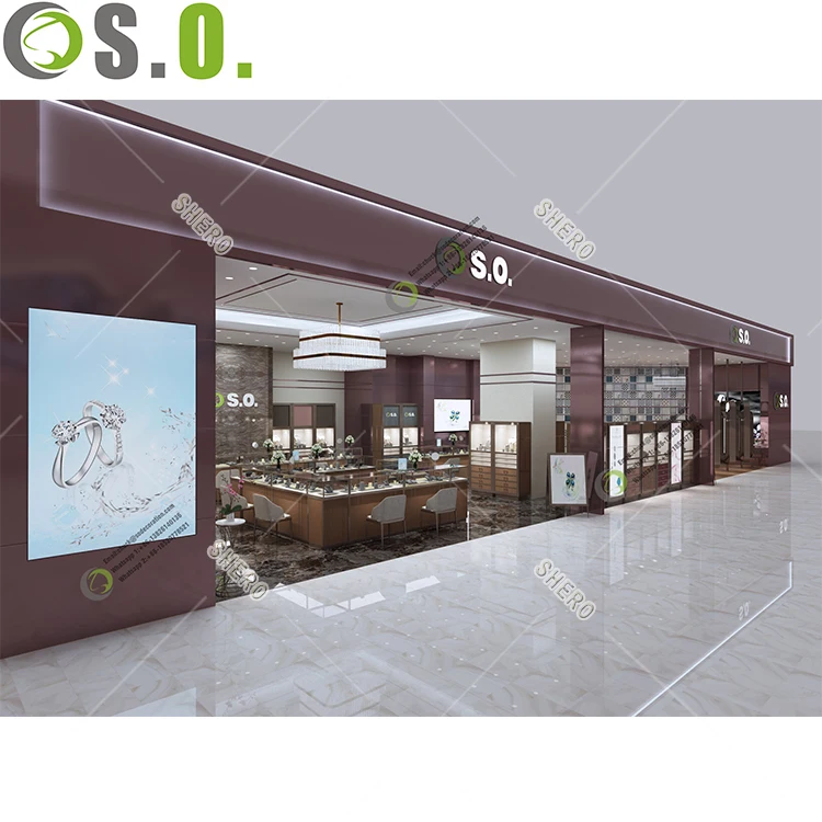 Latest design jewellery shop interior decoration with custom jewelry showcase