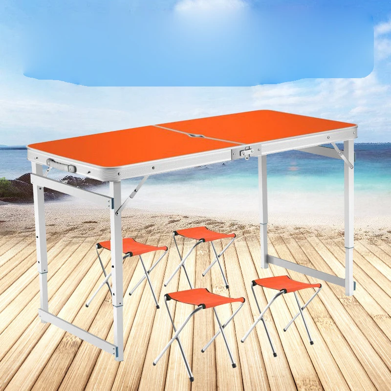 folding aluminum umbrella folding camping picnic beach 5 sets outdoor foldable chair table with 4 seats