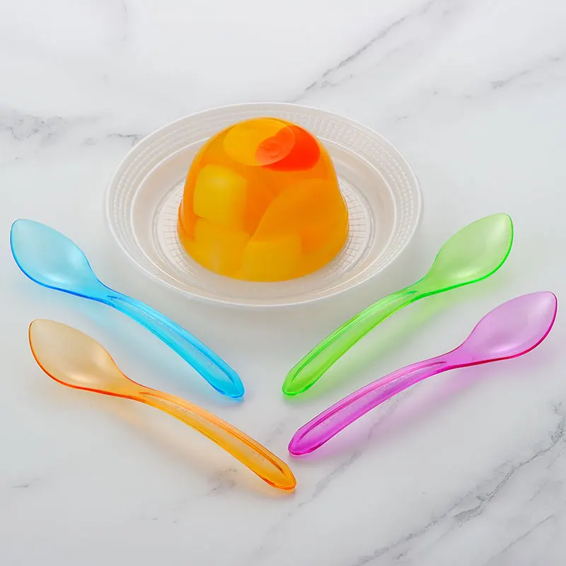 Customized Disposable Mixed Colours Plastic Spoons 3.5g Disposable Ice Cream Scoop Dessert Spoon