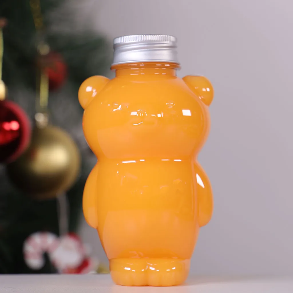 Empty 350 ml 8 oz Cute Animal Cat Shaped Home Made Juice Storage Bottles for Kids Beverage Smoothies yogurt bottles