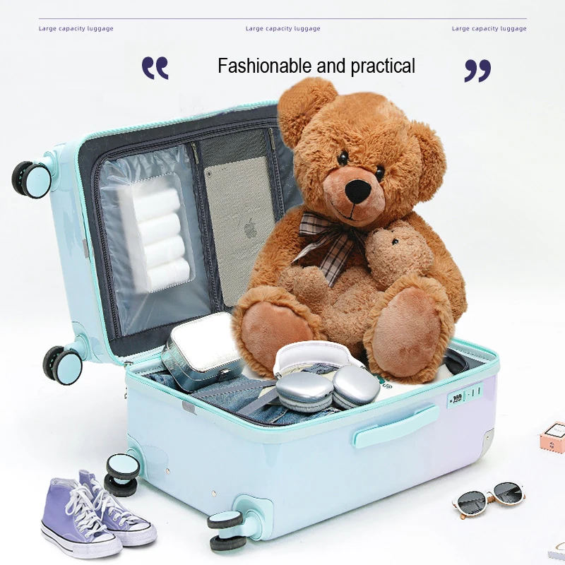 Hot selling Wholesale Gradient color PC luggage set High-end custom logo trolley suitcase colorful luggage travel bag