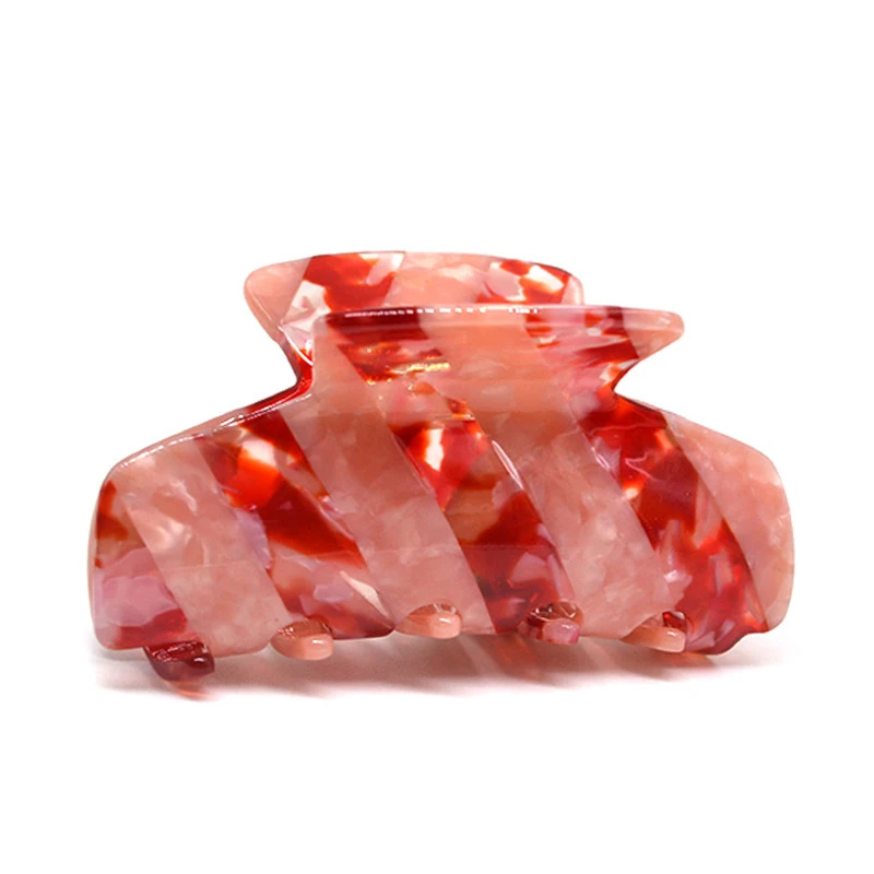 European and American Style Wholesale Custom Branded cellulose acetate Splice Stripe Claw Clips for women