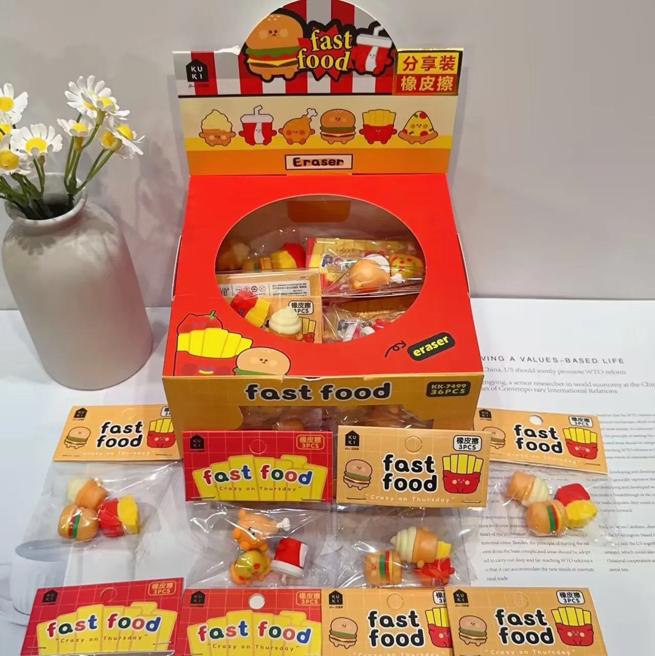 Yubon Panda 3D Erasers Creative Cartoon Pencil Eraser for Kids Kawaii Stationery Holiday Gift Student Prizes School