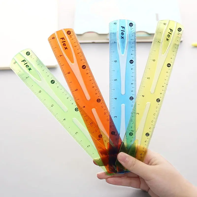 Factory Sale New Design School Stationery Student Gift Simple  20 cm Translucent Bendable Plastic Ruler