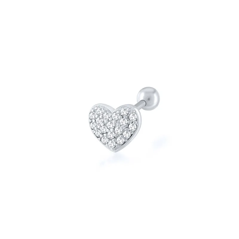 JCA S925 sterling silver light luxury ins heart-shaped full diamond thread piercing earrings