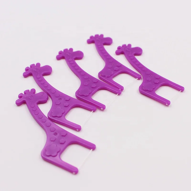
Land Animal Dog/bear/giraffe/cola Shape Colored Kids Dental Floss Picks/Flossers with Flavor 