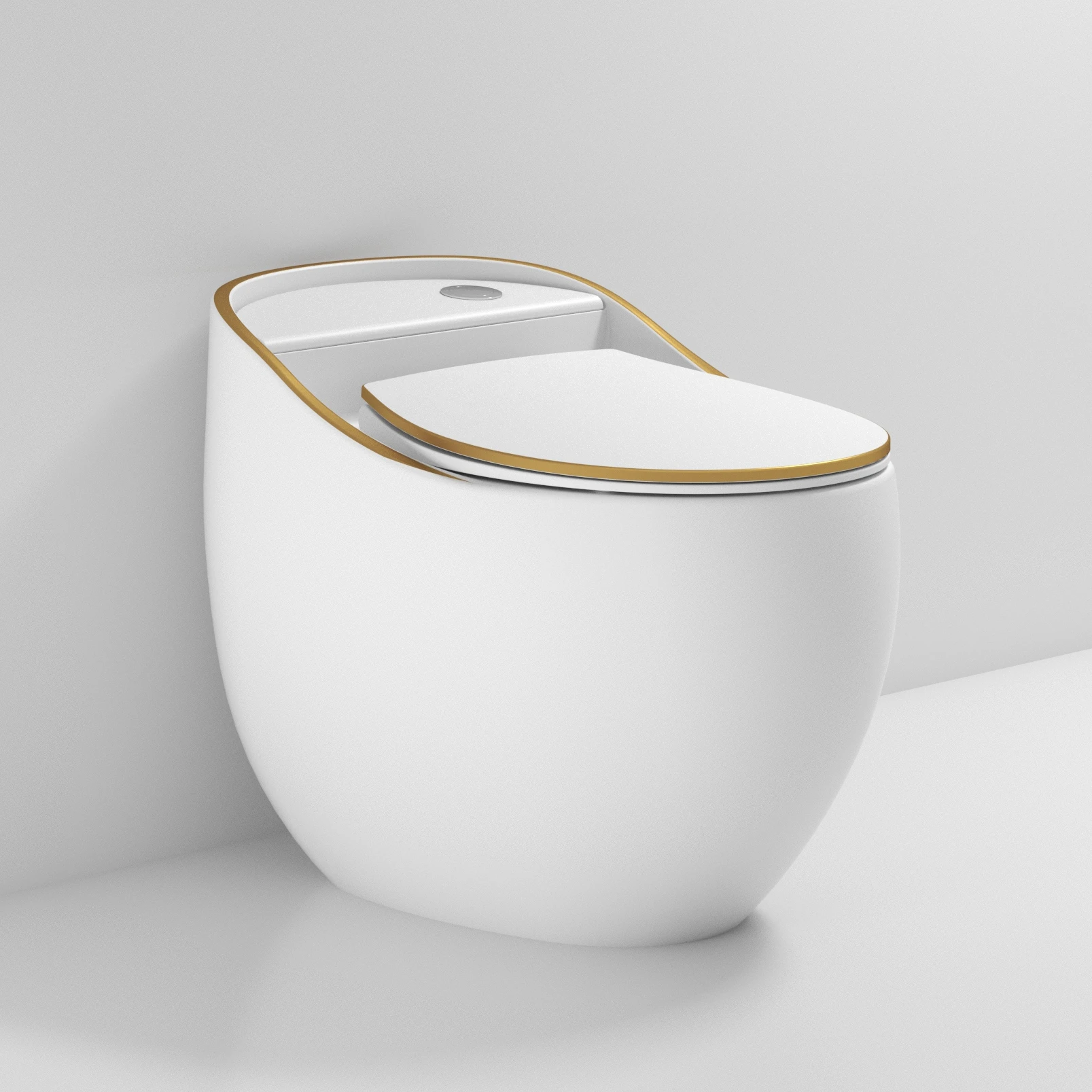 Modern high quality egg shape One Piece Toilets  bowl with gold line