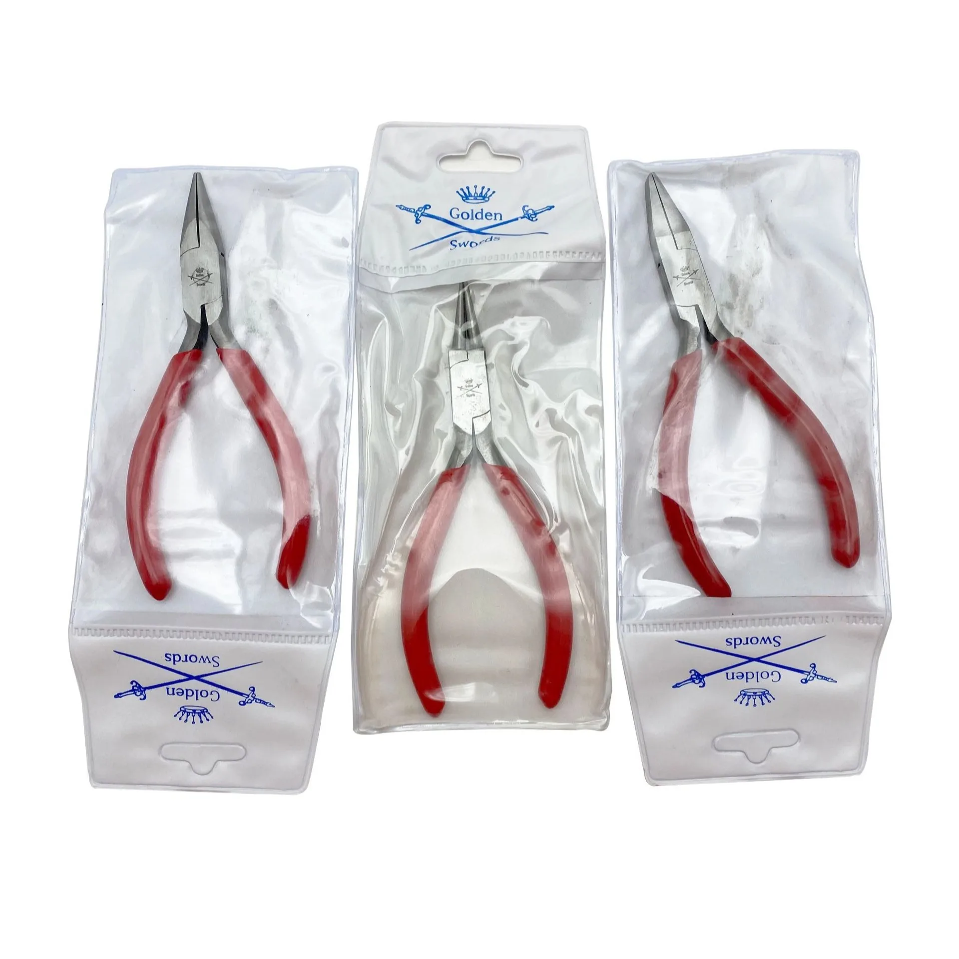 Плоскогубцы для изготовления ювелирных изделий с красной ручкой золотого и серебряного цвета