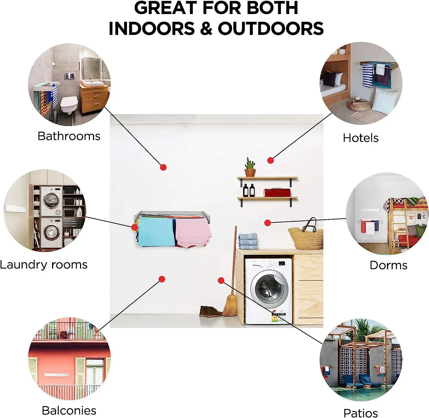 Retractable Laundry Drying Rack Wall Mounted  Foldable Clothes Dry rack