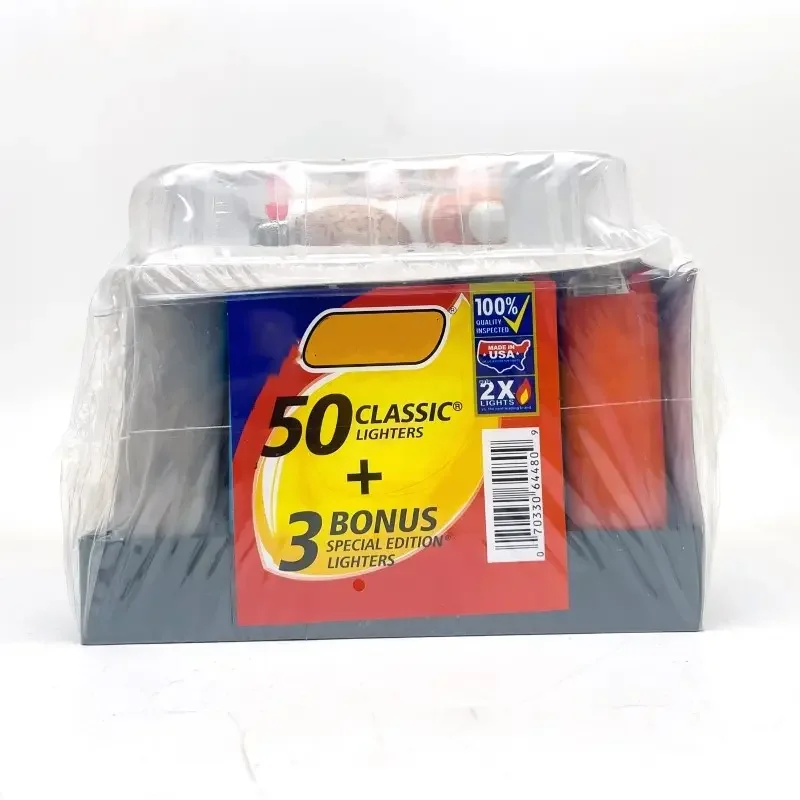 Pack of 50+3 Free Plastic Windproof Gas Cigar Lighters Mini J25 & Maxi J26 Lighters in Bulk Classic Design Lighters Cheap Price