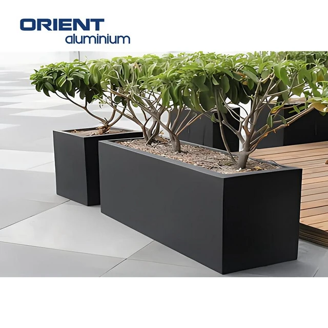 Large Grey Flower Pots Cube Garden Raised bed Aluminum Planter