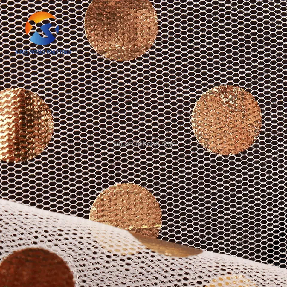 New Design Round Foil Printed Nylon Tulle Fabric Home Textile Waterproof Ripstop Tulle Fabric