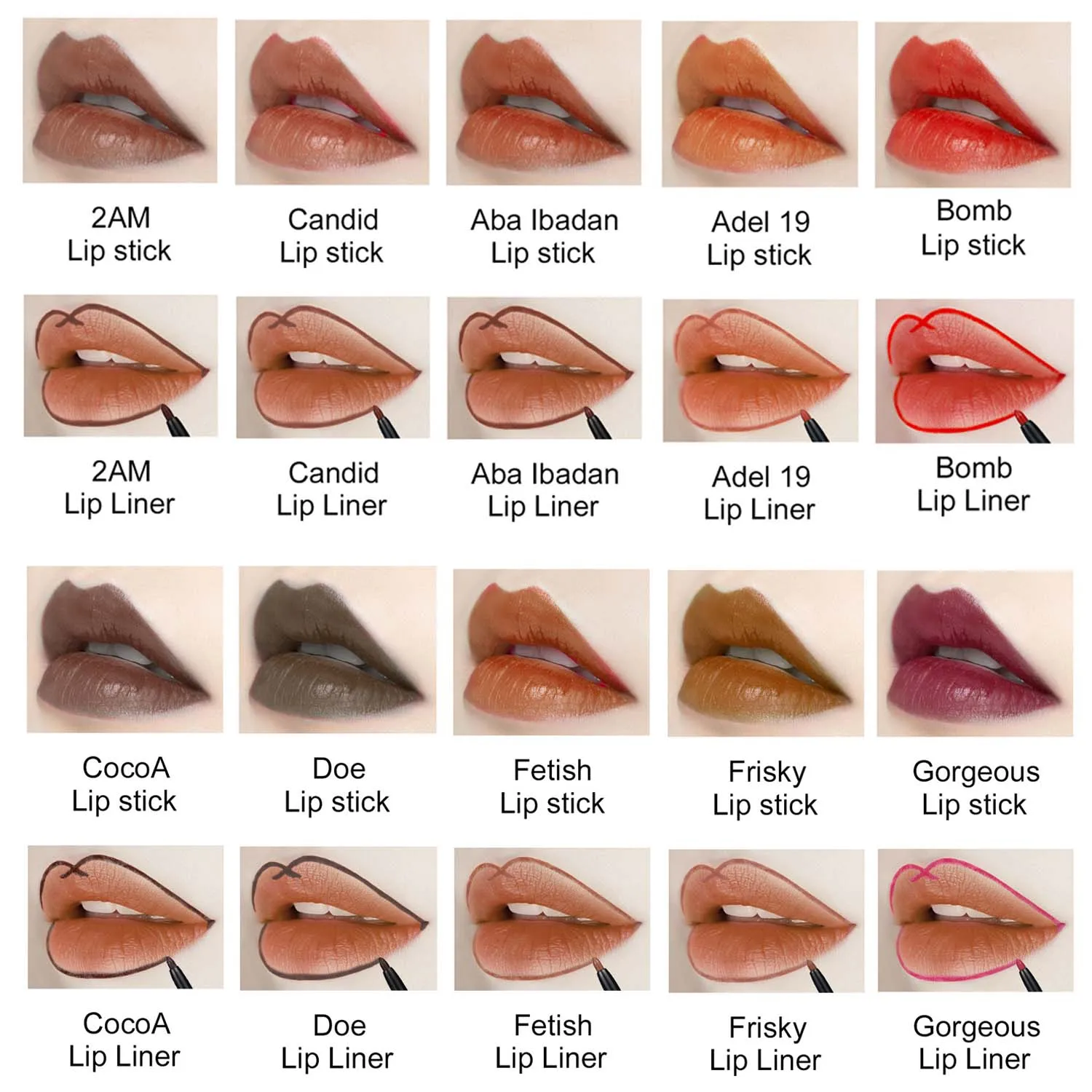Private Label Waterproof Matte Liquid Lipgloss Set Lip Liner Pencil 2 in 1 Gloss Kit Sets