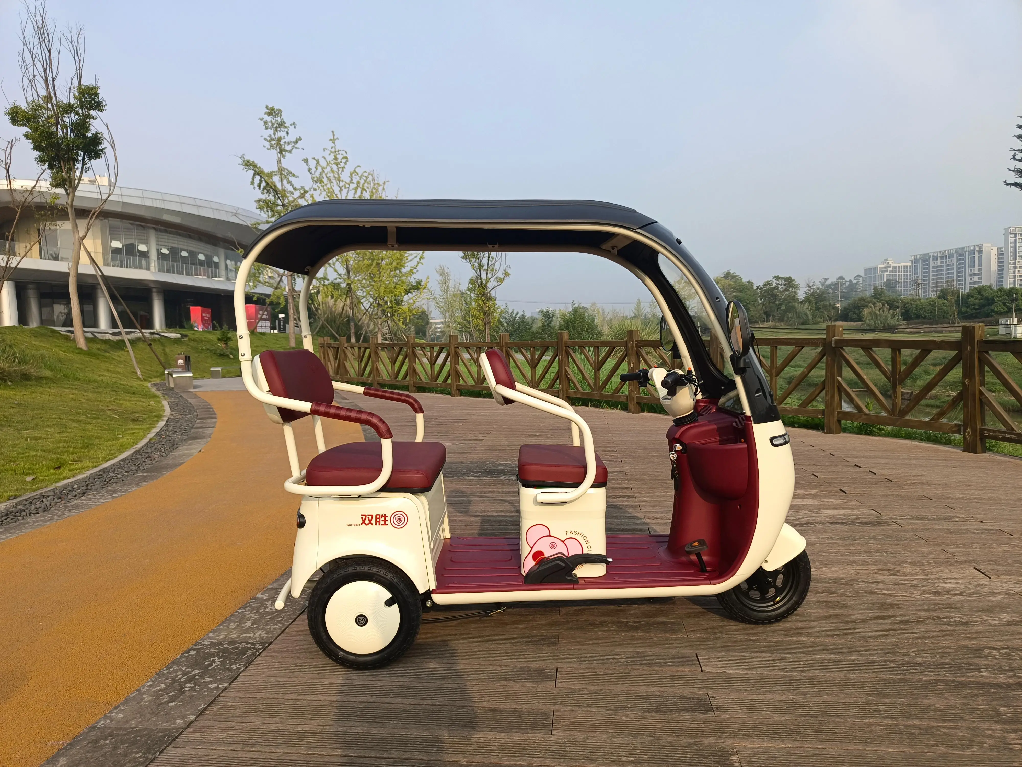 Tuk-tuk Электрический triciclo Passenger 60/72 В универсальный внешний вид милый семейный пассажир перезаряжаемый трехколесный велосипед бежевый