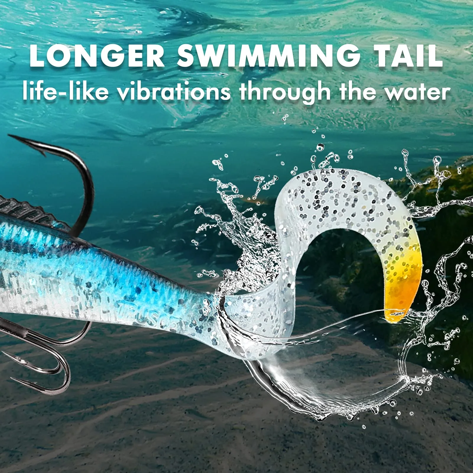 Truscend Amazon Best Seller pike carp pre rigged jig head soft cured tail plastic artificial fishing lures bait for trout