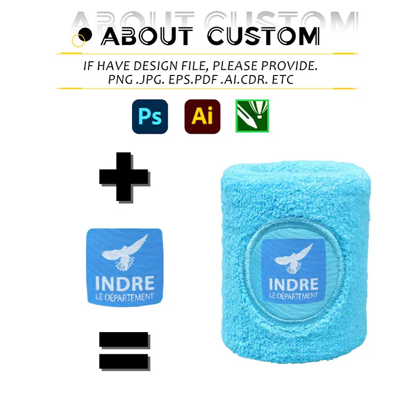 Embroidery Bulk Recycled Soft Cotton Fitness Terry Cloth Knitted Athletic For Custom Logo Exercise Sweatband Wristband