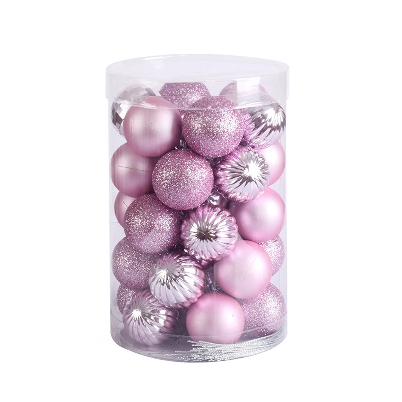 New Christmas Ball Ornament Colorful Decorative Plastic Home Christmas Decoration Hot Sale Stock 40mm Customized Logo Clear