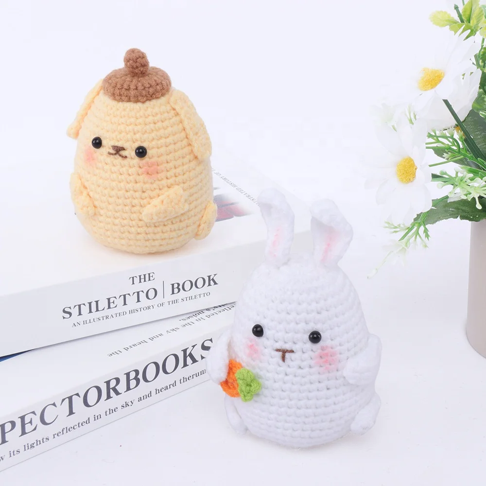 Knitting knitting hand crochet action figures Hand-crocheted panda rabbit doll ornaments