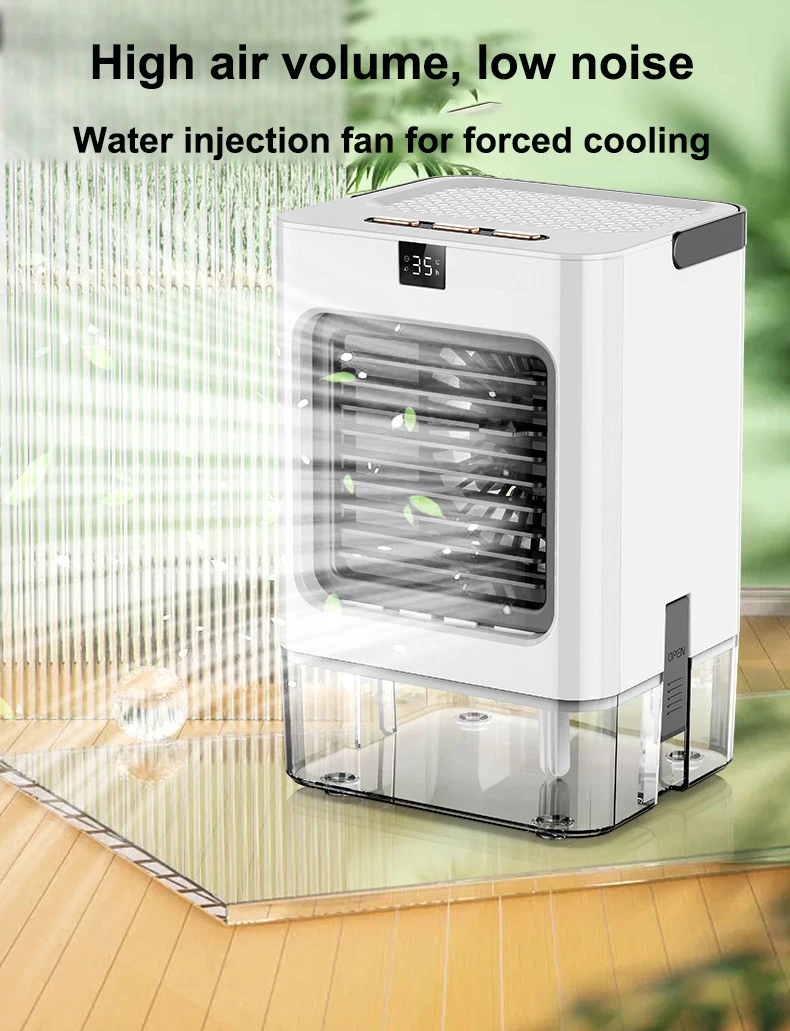 Rapid Down Temperature Water Cooling Fan Portable Home Office Air-conditioner Cooler Fans Desktop Air Cooler Fan  Cooling