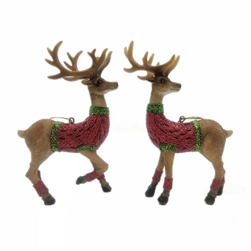 Home Decorative Realistic Deer Hanging Ornaments Resin Christmas Deer Decoration For Christmas Tree Christmas Gifts