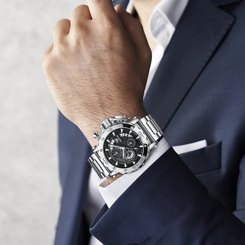  Мужские часы NEKTOM бизнес из нержавеющей стали Роскошные Кварцевые с двойным временем логотипом на заказ