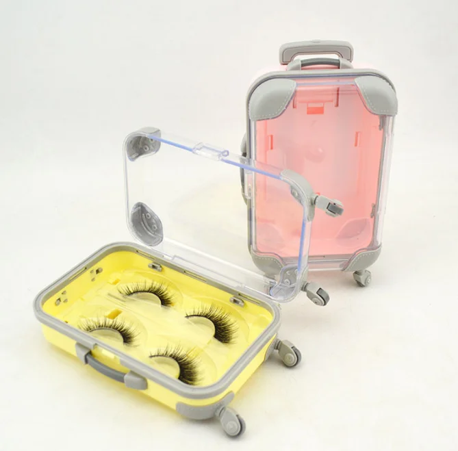 New Travel Suitcase 2 pairs Eyelash Box False Eyelash Packing Box Luggage Trolley Case