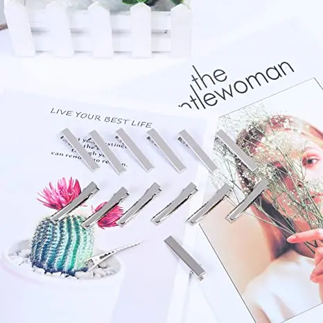 BELLEGIRL basic simple custom size packaging hair clips Cheap wholesale high quality metal silver alligator hair clips for girls