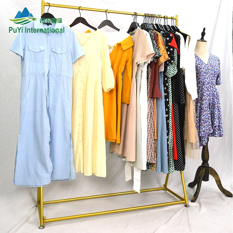 PUYI China wholesale Used Casual ladies Pure cotton dress used clothes for sale