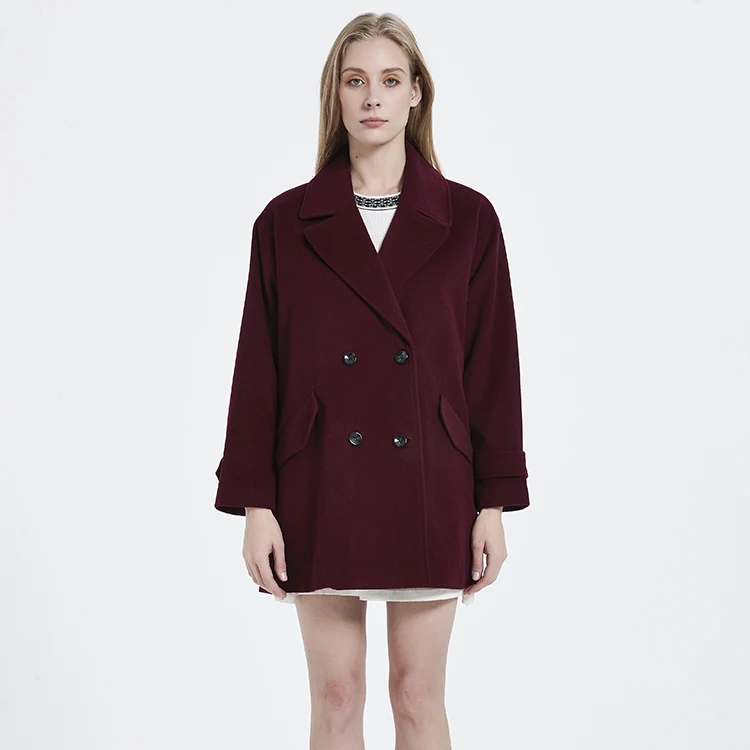Europe America fashion long coats women wool cashmere blend coat double breasted