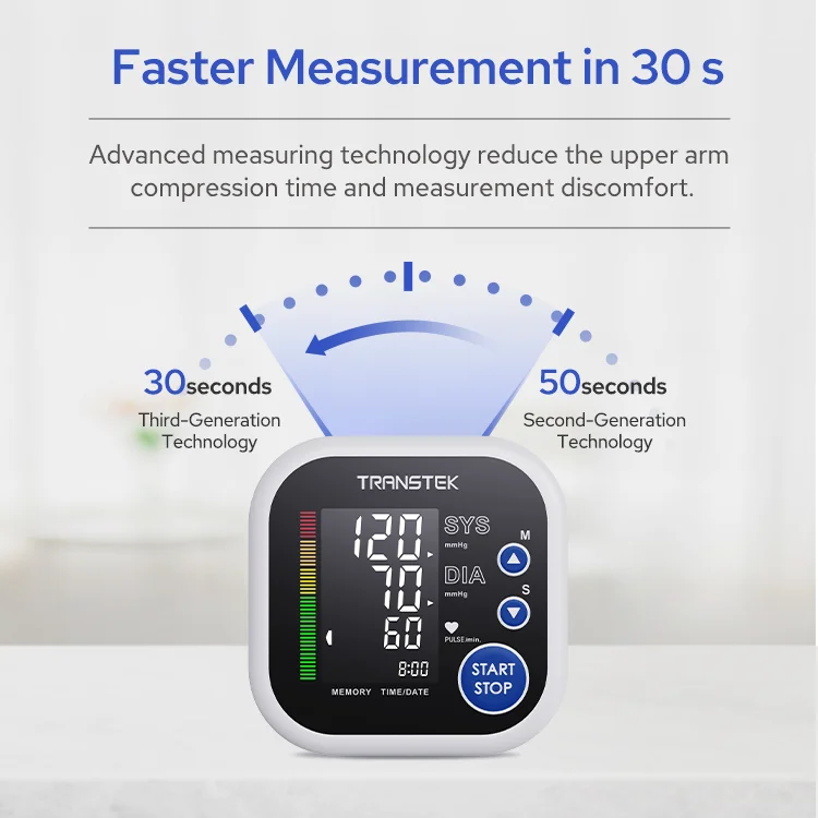 TRANSTEK Small Compact Blood Pressure Monitor Large Arm Cuff Electronic Sphygmomanometer Digital BP Machine with Bluetooth