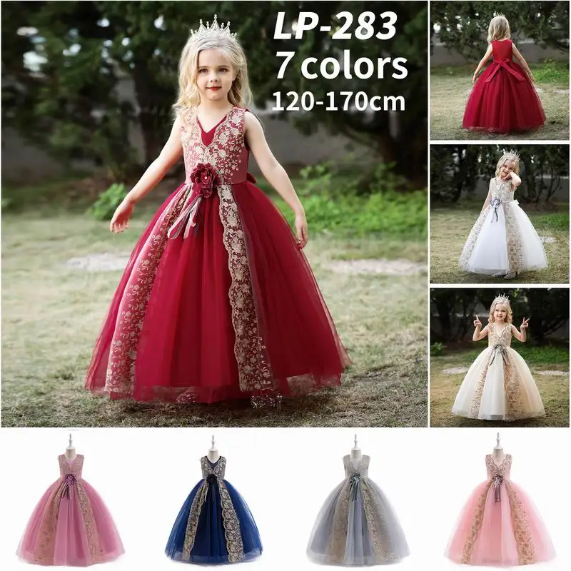 Big Girl Lace Bridesmaid Dress Flower Children Wedding Dress Princess Evening Dress