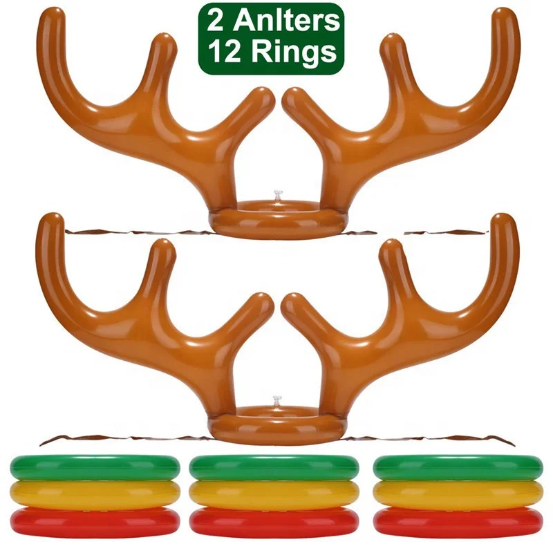 Factory wholesale new Christmas PVC inflatable balloon antler ferrule hare throwing game antler hat for children to play