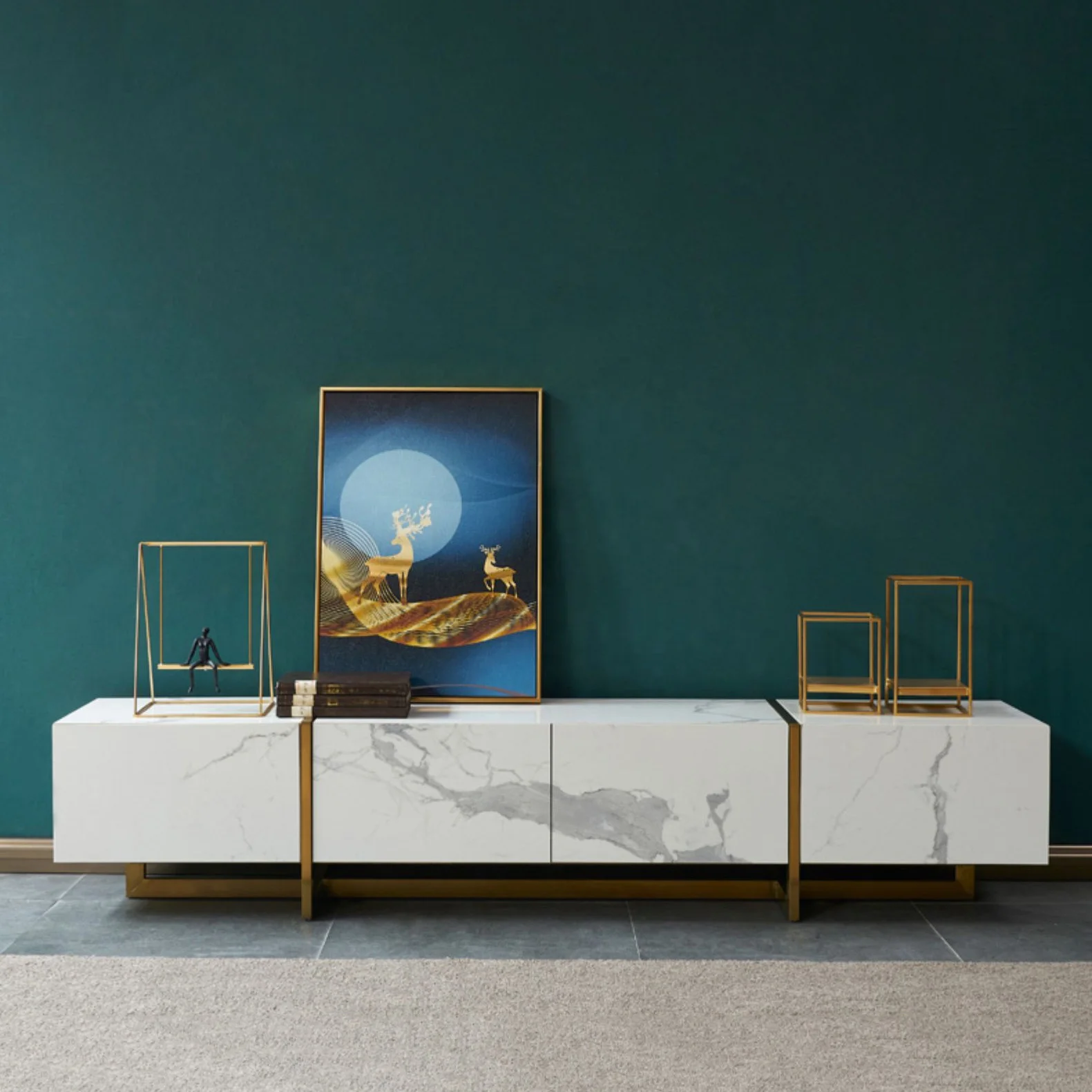 Современная мебель для гостиной белый цвет каменная столешница из массива дерева подставка телевизора набор кофейного столика