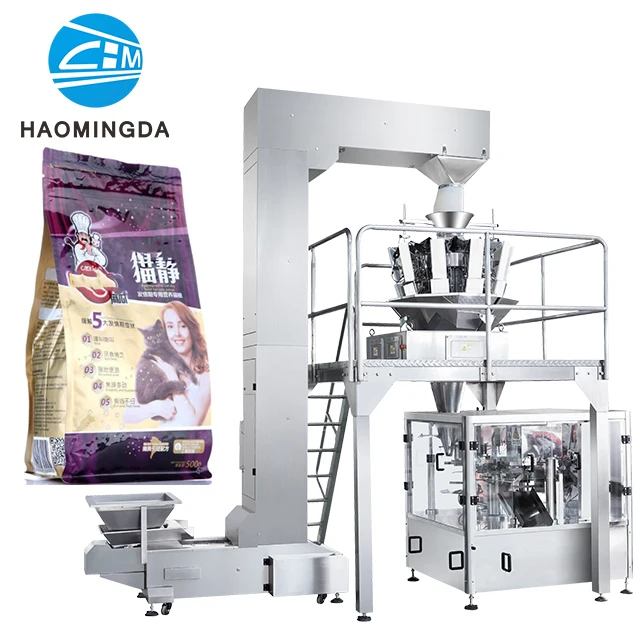 Fully Automatic Preformed Bag Cat Food Dog Food Pet Food Cat Litter Rotary Packing Machine With High Accuracy Weighing Machine