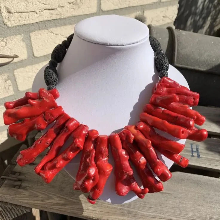 African Wedding Bridal Coral Beads Jewelry Sets Nigerian Women Crystal Necklace  Fashion Style