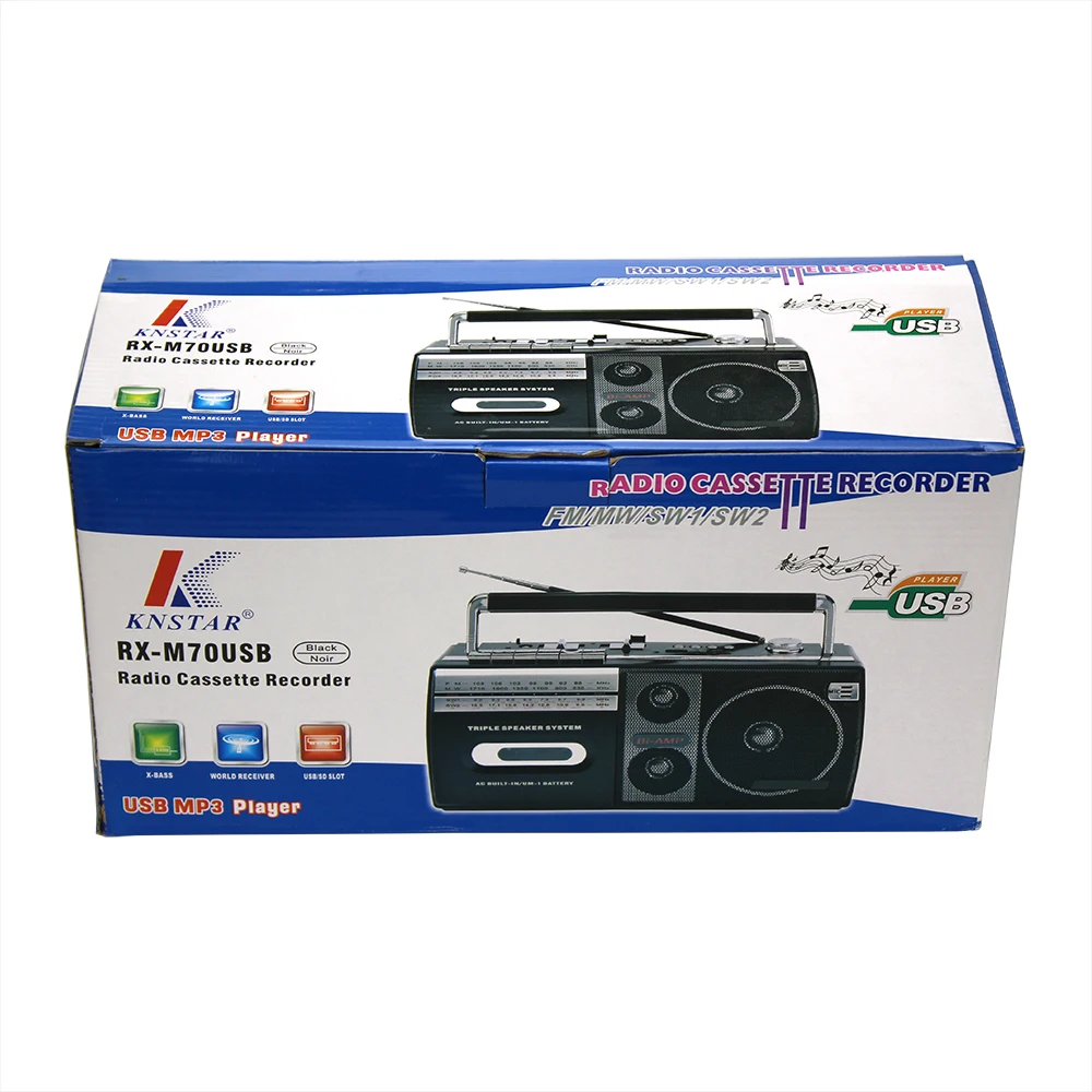 Классическая кассетный магнитофон проигрыватель с AM FM радио RX-M70USB