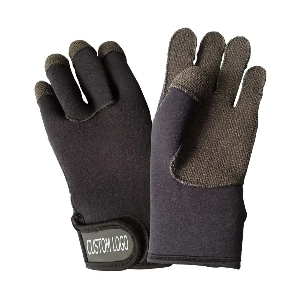 Custom cut protection outdoor sports safety gloves 2mm neoprene fishing cut resistant diving gloves adjustable