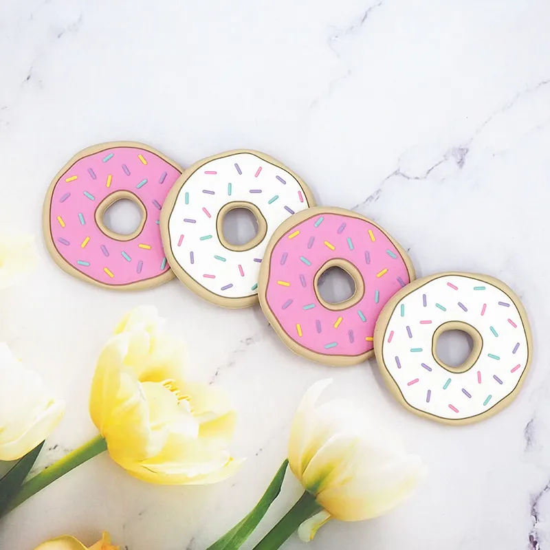 Promotion Donut DIY Baby Teether Shower Cartoon Necklace Chewing Pacifier Dummy Sensory Toy Accessories Chew Necklace