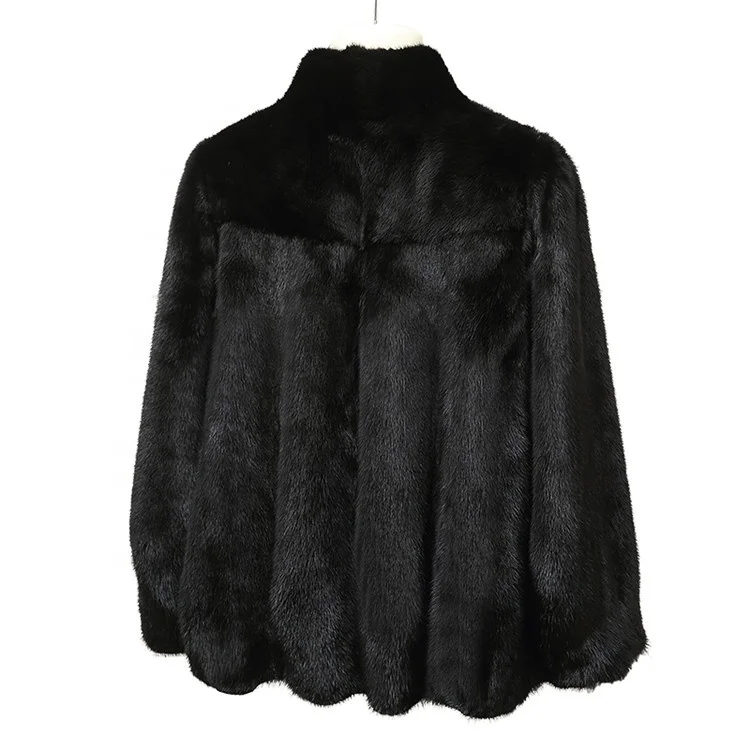 
The New Winter 2021 Danish Mink Fur 100% Black Mink Fur Whole Skin Short Mink Coat for Women 