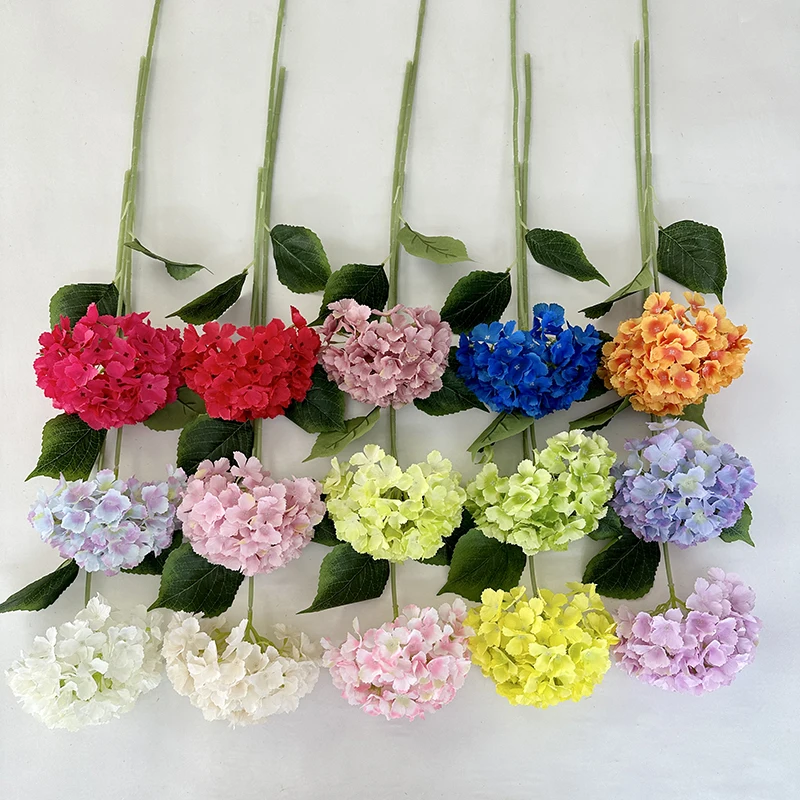 Factory Wholesale Faux real touch hydrangea flower TIANYUAN Large Single stem Hydrangea Cloth Handmade Artificial Flowers
